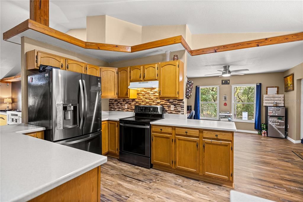 Interior, Kitchen, Wood Texture Flooring