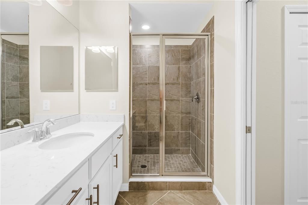 Bathroom, Glass Shower, Interior, Recessed Lighting