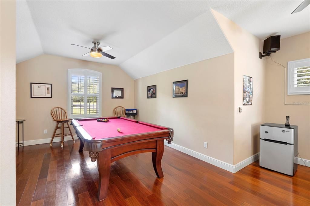 Billiard Table, Game Room, Interior, Wood Texture Flooring
