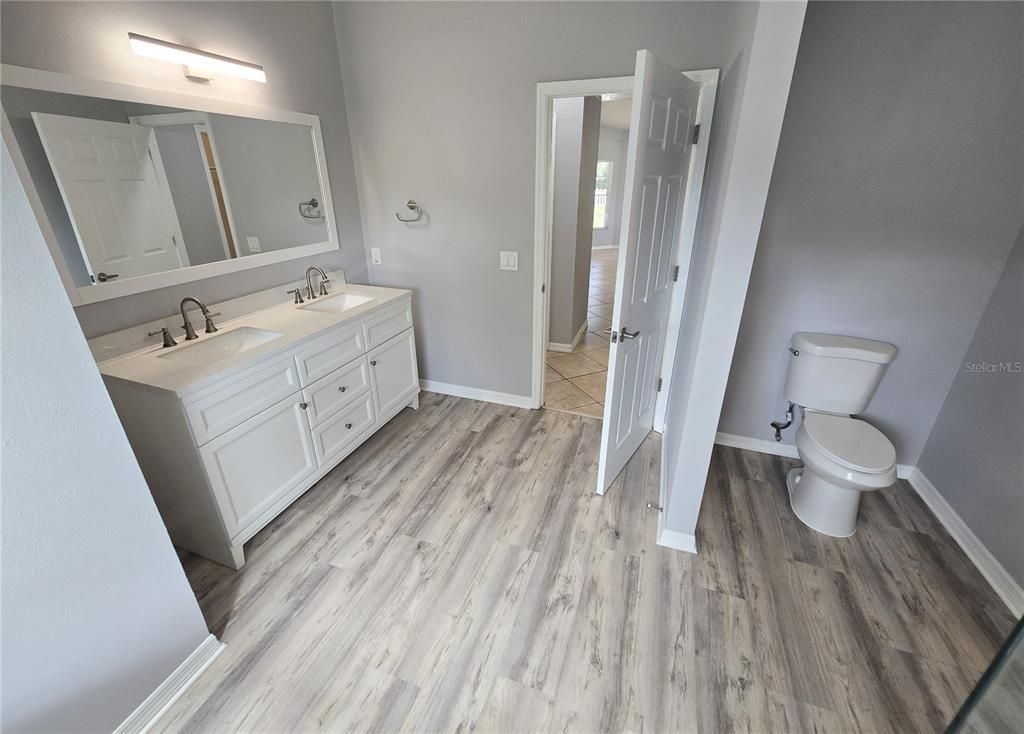 Bathroom, Dual Sink Vanities, Interior, Wood Texture Flooring