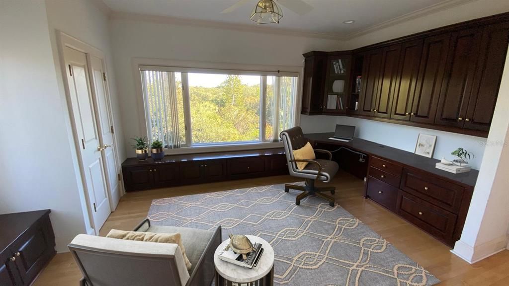 Home Office, Interior, Recessed Lighting, Wood Texture Flooring