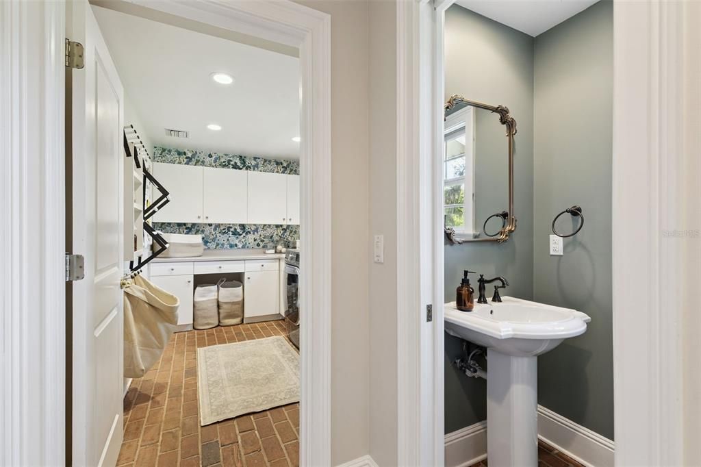Bathroom, Dual Sink Vanities, Interior, Recessed Lighting, Wood Texture Flooring
