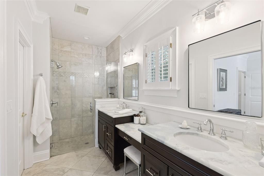 Bathroom, Dual Sink Vanities, Glass Shower, Interior