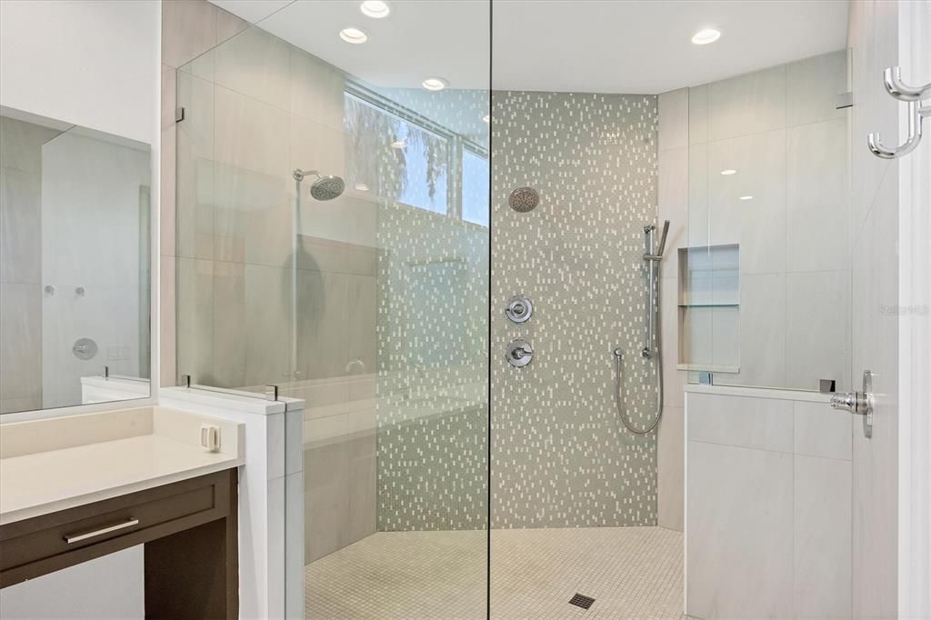 Bathroom, Glass Shower, Interior, Recessed Lighting