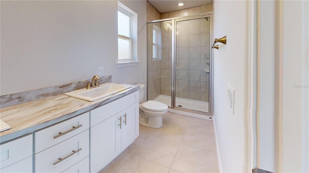 Bathroom, Glass Shower, Interior, Recessed Lighting
