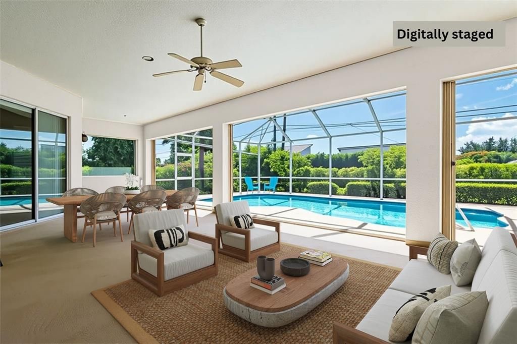 Dining room, Glass Ceilings, Interior, Living room, Pool, Sun Room