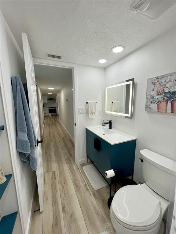 Bathroom, Interior, Recessed Lighting, Wood Texture Flooring