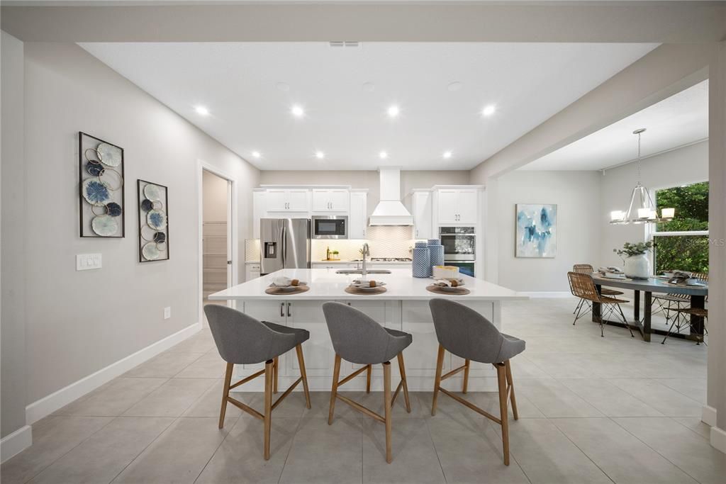 Dining room, Interior, Kitchen, Pendant Lights, Recessed Lighting, Stainless Steel Appliances