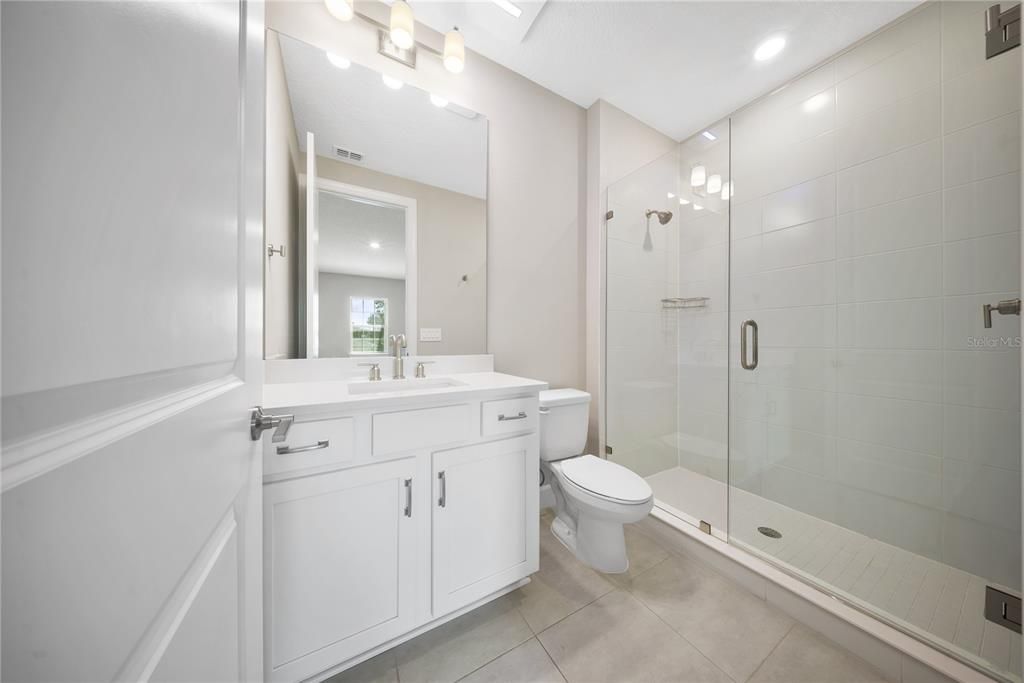 Bathroom, Glass Shower, Interior, Recessed Lighting