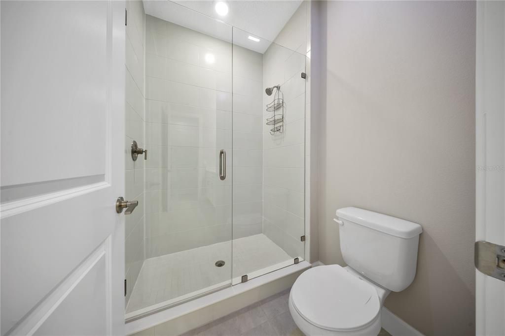 Bathroom, Glass Shower, Interior, Recessed Lighting