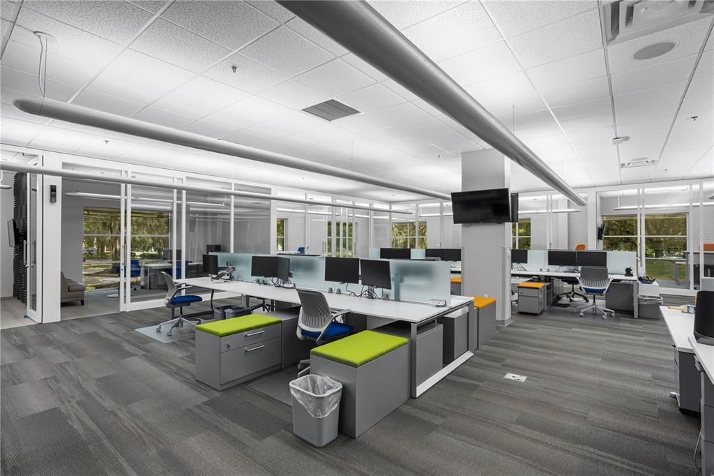 Home Office, Interior, Pendant Lights, Recessed Lighting, Wood Texture Flooring