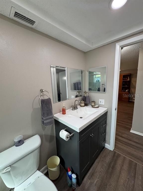 Bathroom, Interior, Recessed Lighting, Wood Texture Flooring