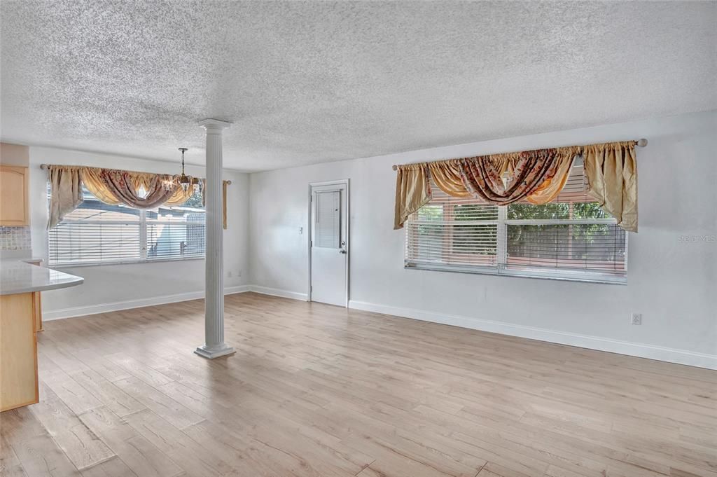 Chandelier, Empty room, Interior, Wood Texture Flooring