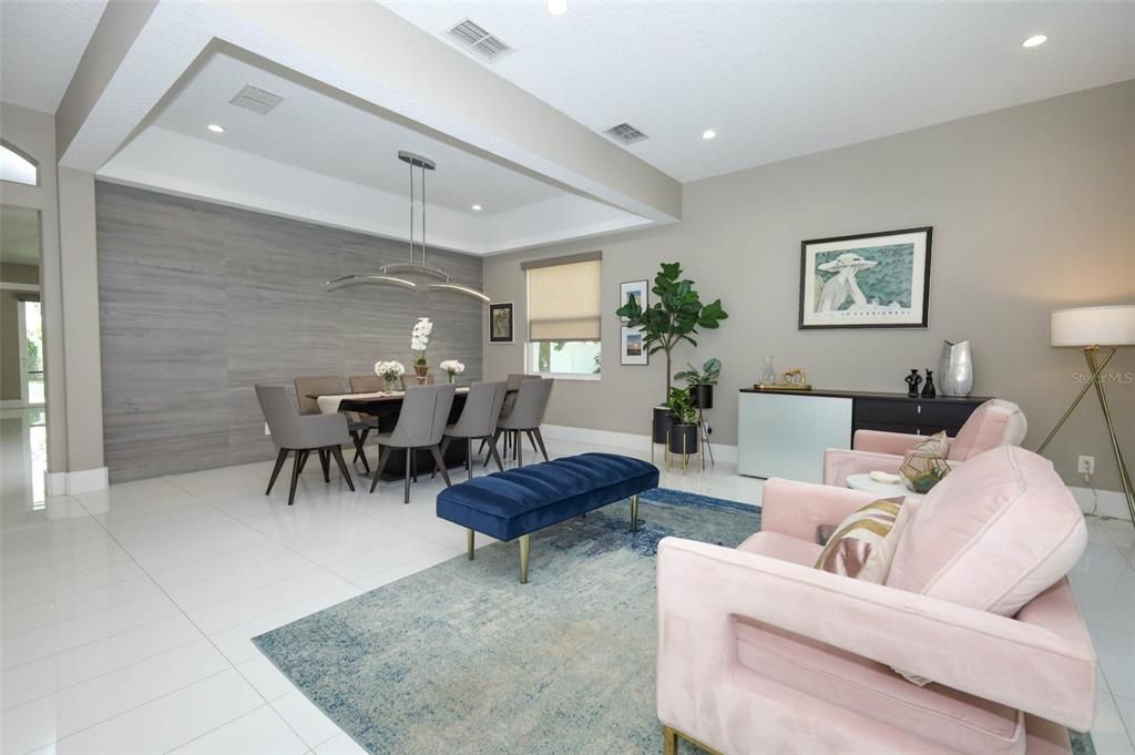 Dining room, Interior, Living room, Pendant Lights, Recessed Lighting