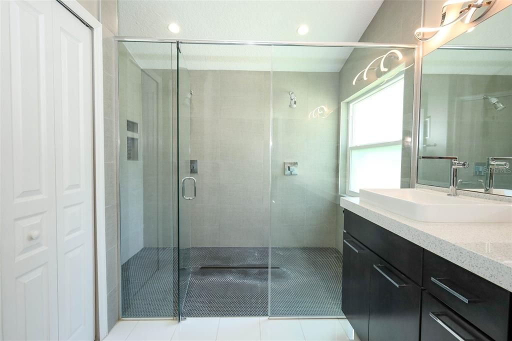 Bathroom, Glass Shower, Interior, Recessed Lighting