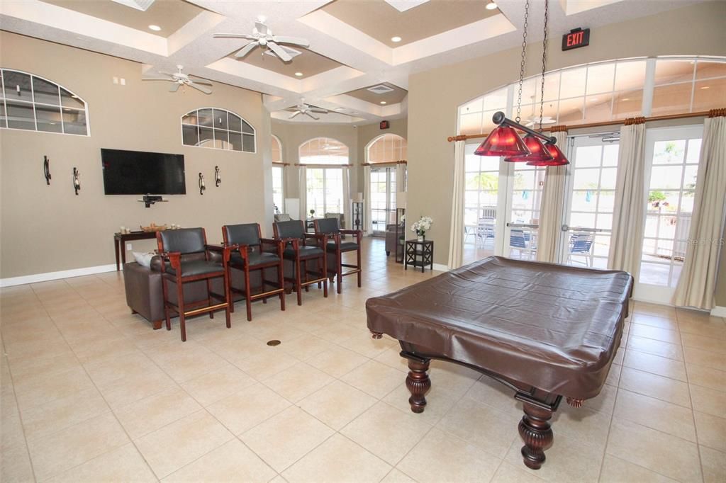 Billiard Table, Game Room, Interior, Pendant Lights, Recessed Lighting