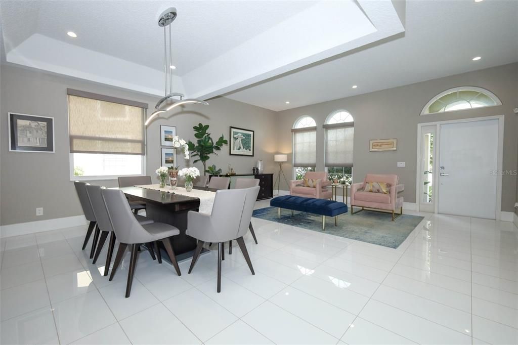 Dining room, Interior, Living room, Pendant Lights, Recessed Lighting