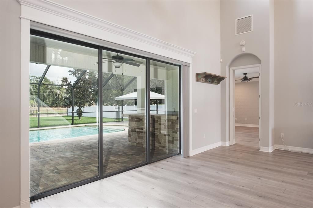 Interior, Pool, Sun Room, Wood Texture Flooring