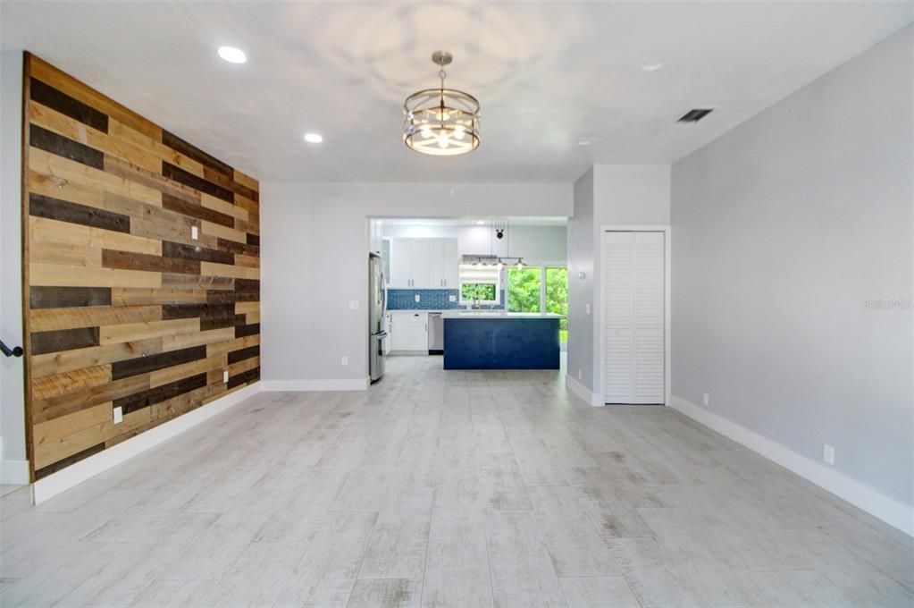Interior, Kitchen, Pendant Lights, Recessed Lighting, Wooden Walls