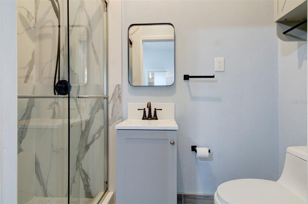 Bathroom, Glass Shower, Interior, Marble Walls