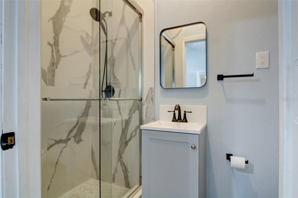 Bathroom, Glass Shower, Interior, Marble Walls