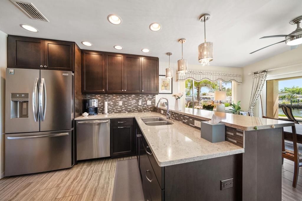Interior, Kitchen, Pendant Lights, Recessed Lighting, Stainless Steel Appliances