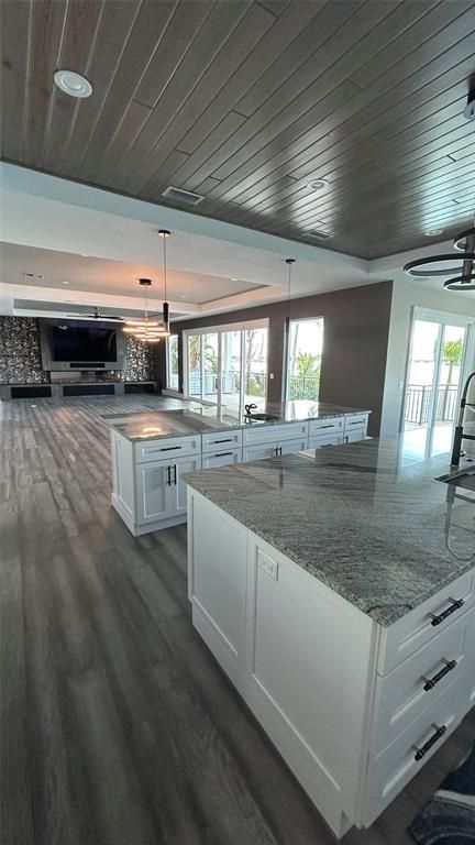 Interior, Kitchen, Pendant Lights, Recessed Lighting, Wooden Ceilings, Wood Texture Flooring