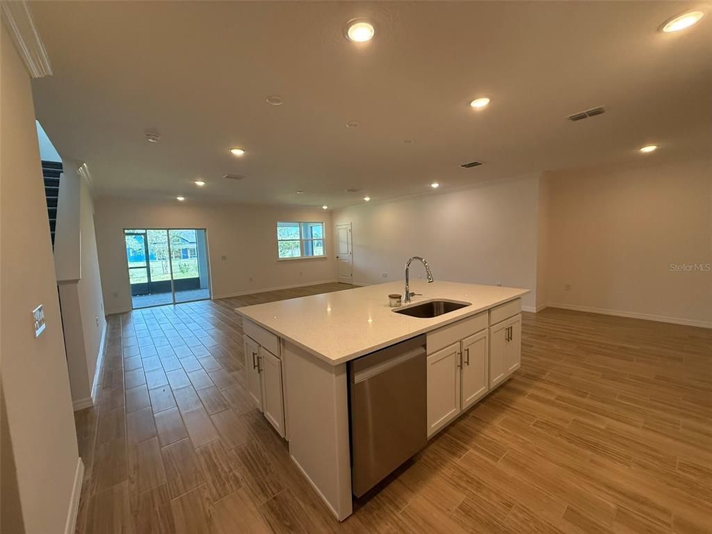 Interior, Kitchen, Recessed Lighting, Wood Texture Flooring