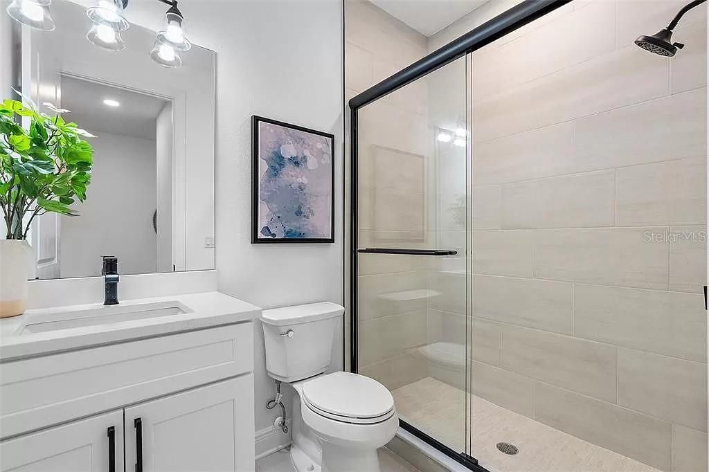 Bathroom, Glass Shower, Interior, Recessed Lighting