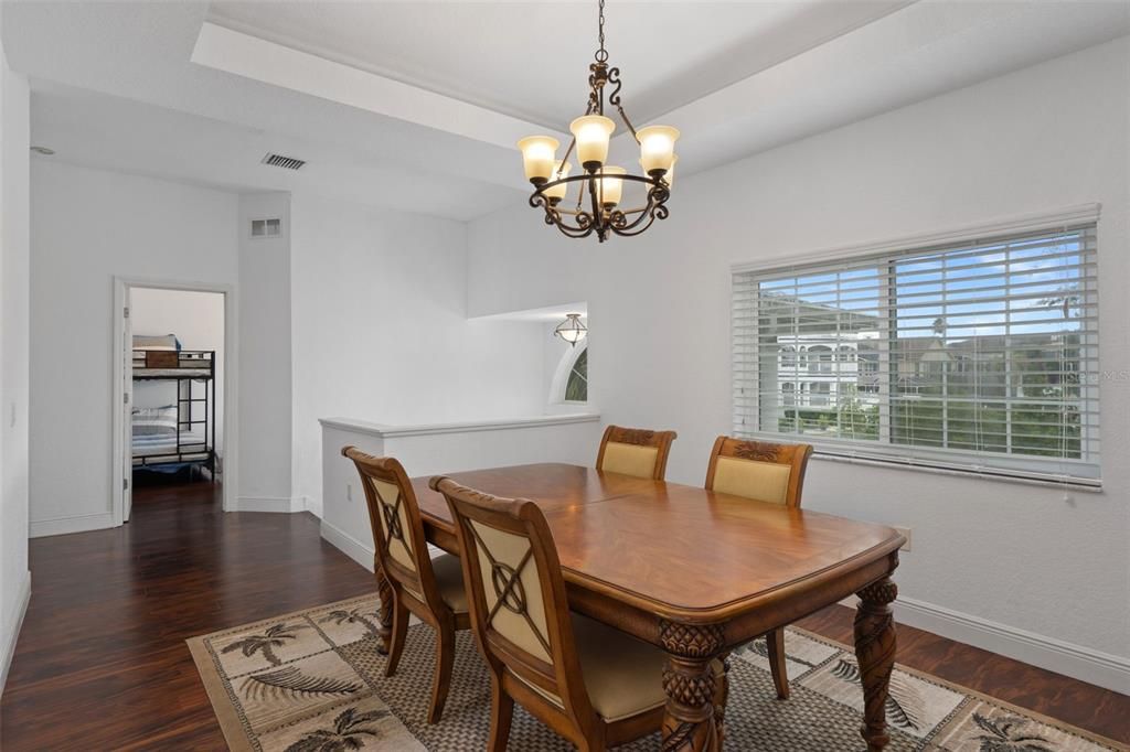 Chandelier, Dining room, Interior, Wood Texture Flooring