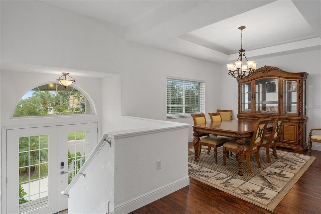 Chandelier, Dining room, Interior, Wood Texture Flooring
