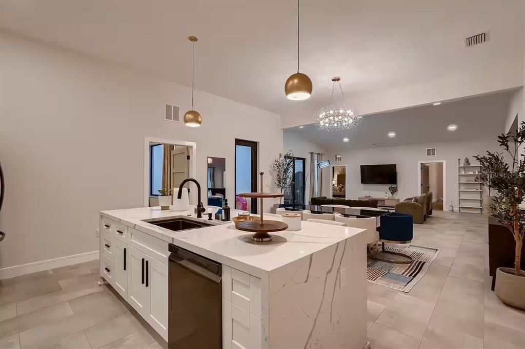 Interior, Kitchen, Living room, Pendant Lights, Recessed Lighting, Stainless Steel Appliances