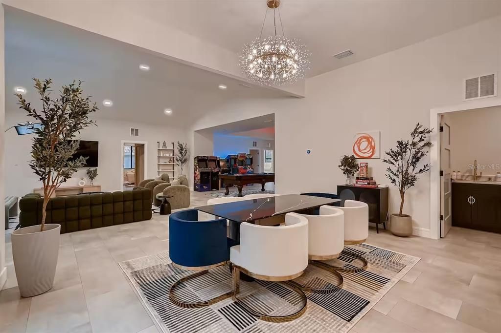 Chandelier, Interior, Living room, Recessed Lighting