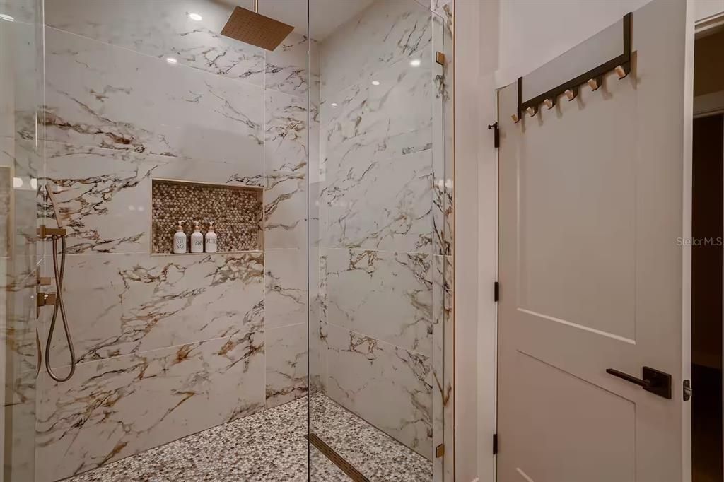 Bathroom, Glass Shower, Interior, Marble Walls