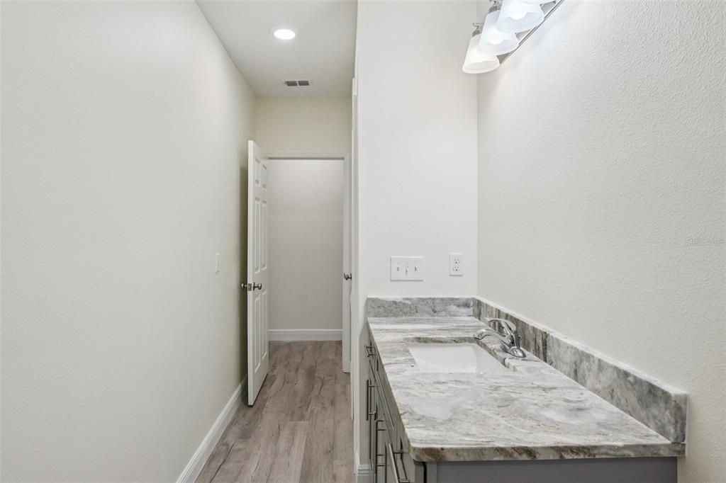 Bathroom, Interior, Recessed Lighting, Wood Texture Flooring