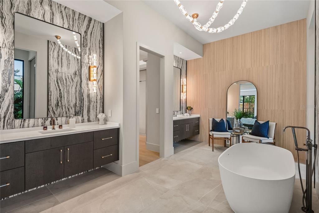 Bathroom, Dual Sink Vanities, Free Standing Baths, Interior