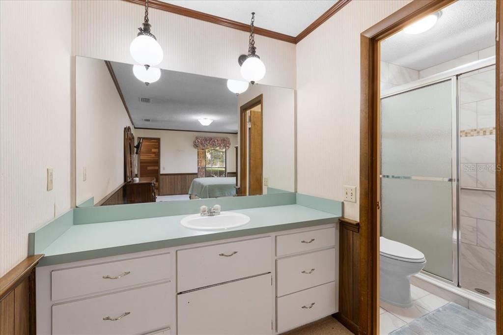 Bathroom, Glass Shower, Interior, Pendant Lights