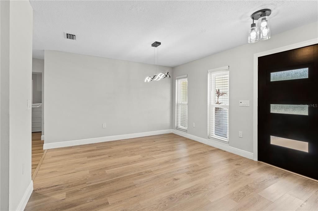 Empty room, Interior, Pendant Lights, Wood Texture Flooring