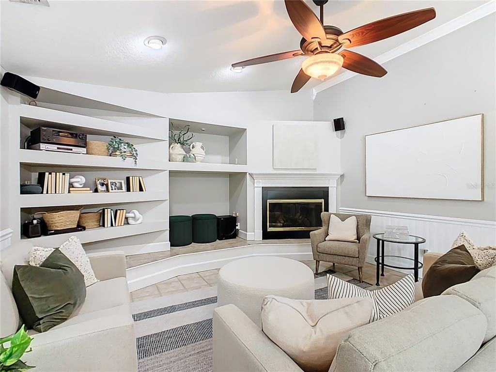 Fireplace, Interior, Living room, Recessed Lighting