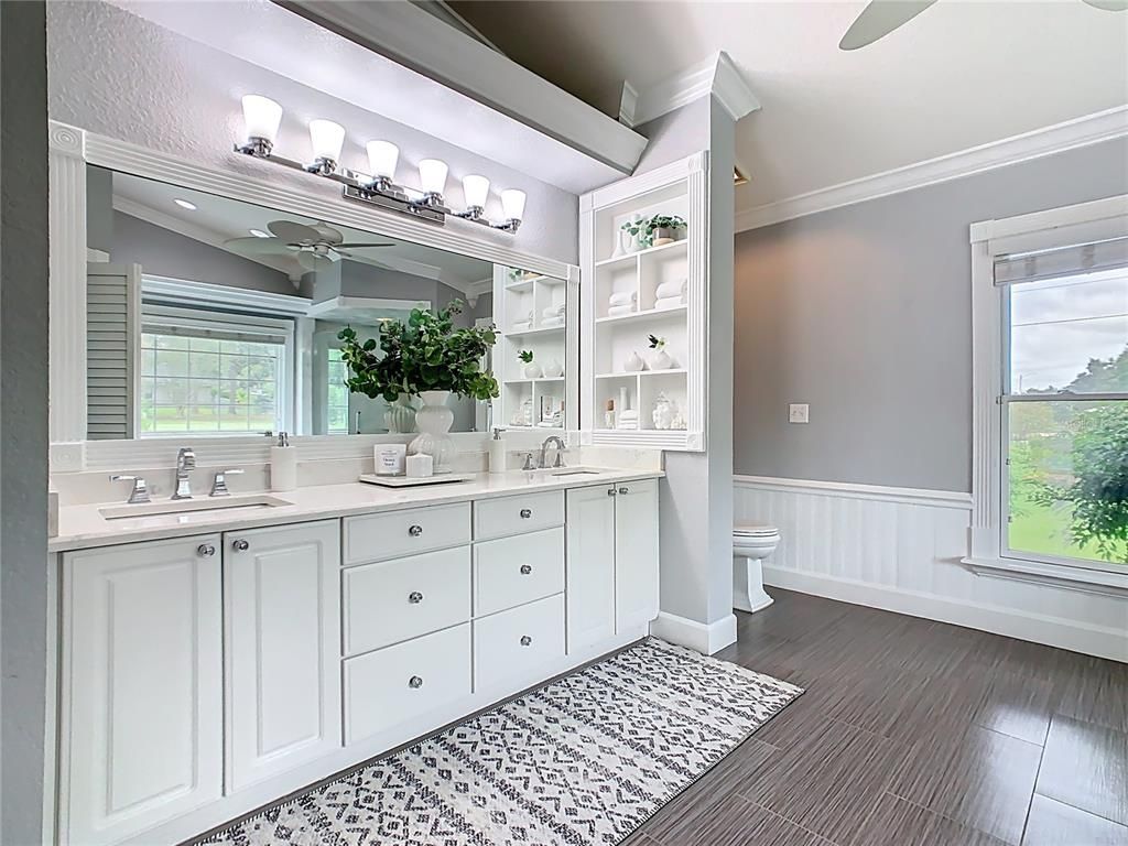 Bathroom, Dual Sink Vanities, Interior, Wood Texture Flooring