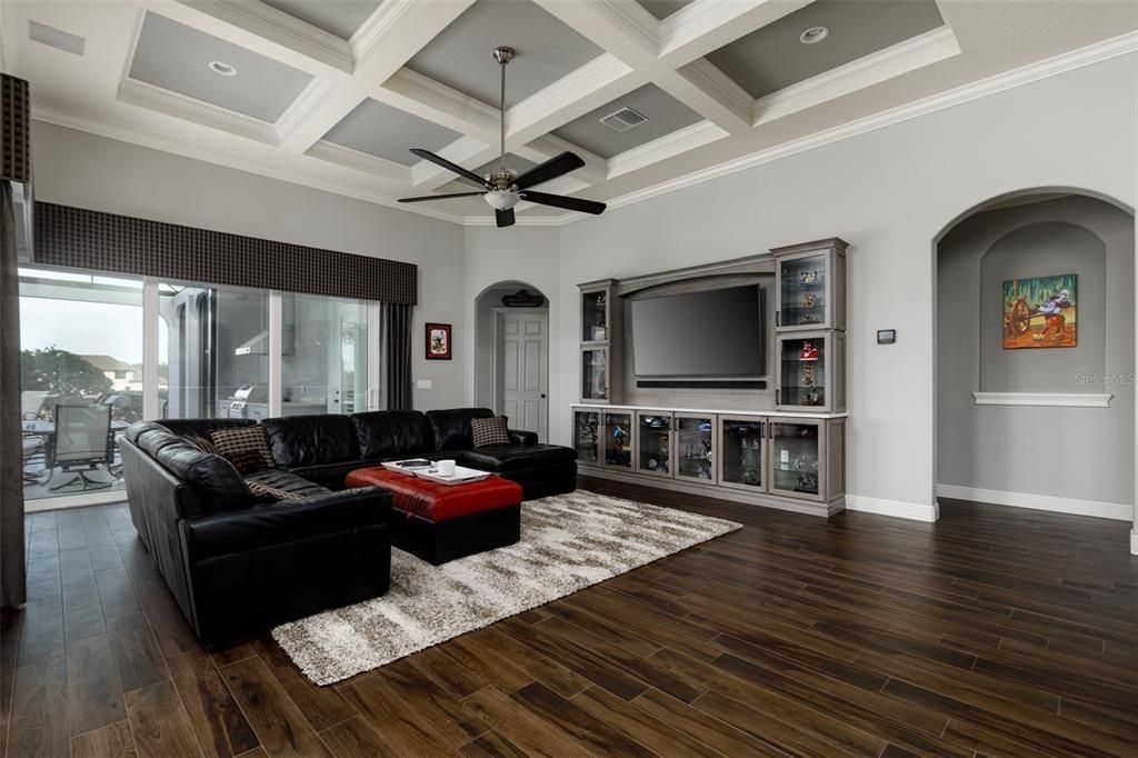 Interior, Living room, Recessed Lighting, Wood Texture Flooring