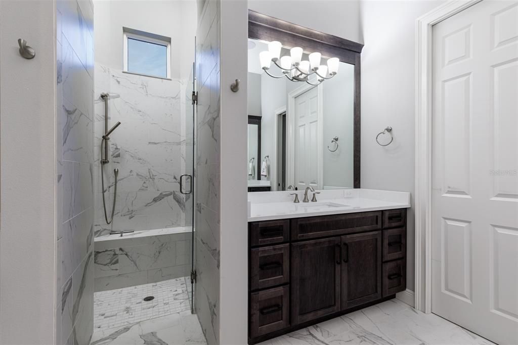 Bathroom, Glass Shower, Interior, Marble, Marble Walls
