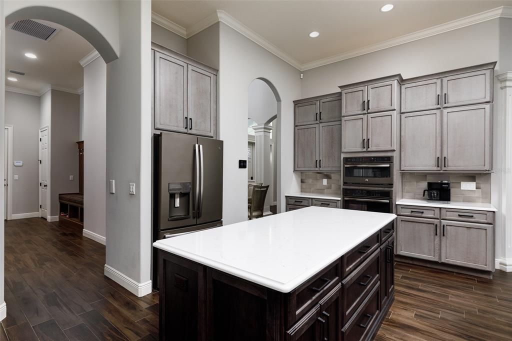 Interior, Kitchen, Recessed Lighting, Wood Texture Flooring