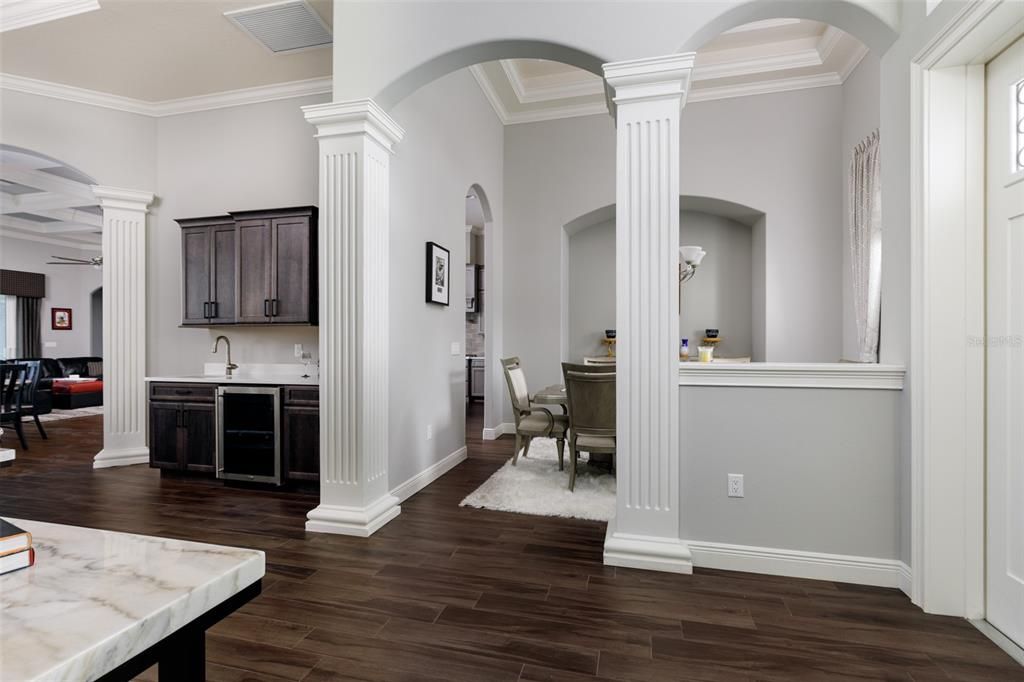 Dining room, Interior, Wood Texture Flooring