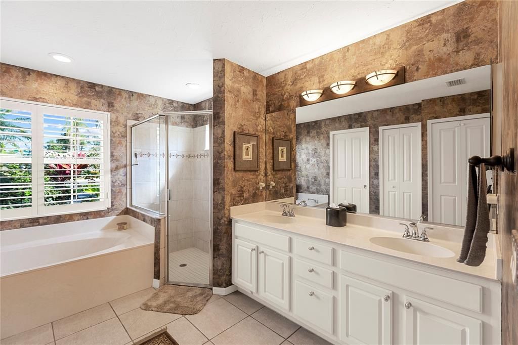 Bathroom, Dual Sink Vanities, Glass Shower, Interior, Recessed Lighting