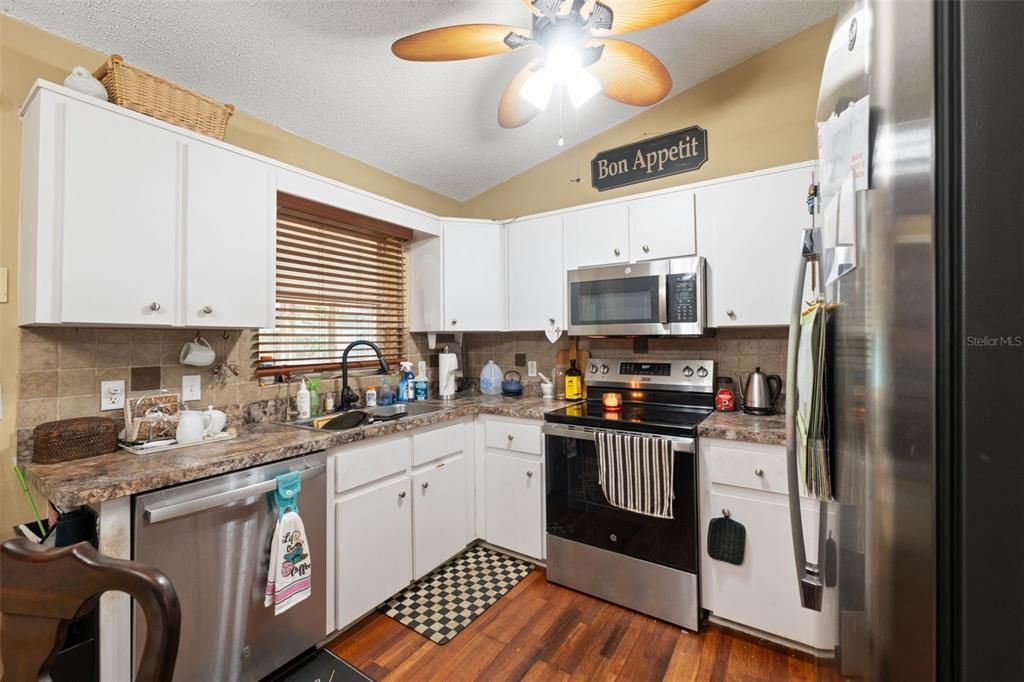 Interior, Kitchen, Stainless Steel Appliances, Wood Texture Flooring