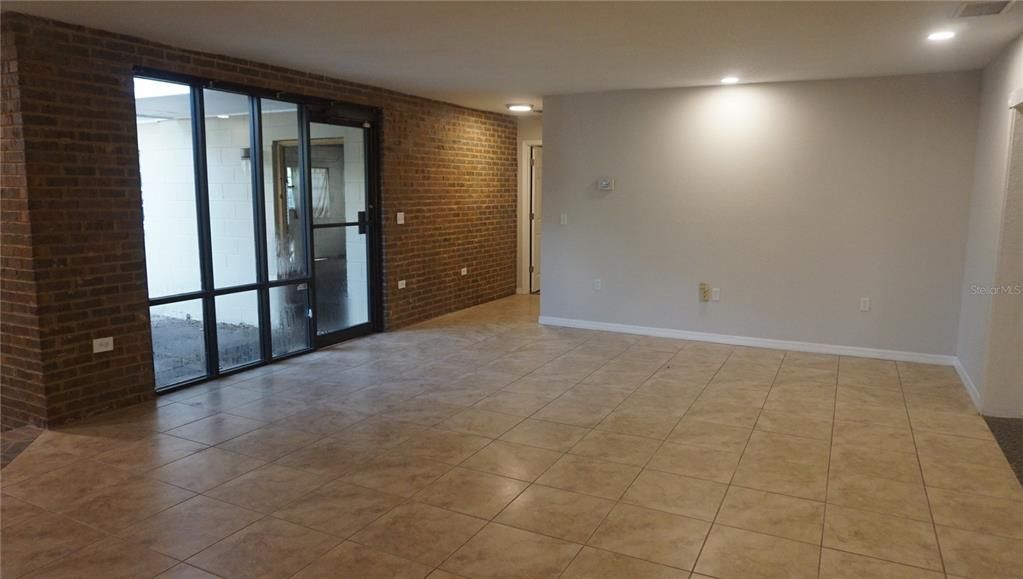 Empty room, Interior, Recessed Lighting, Stone Walls
