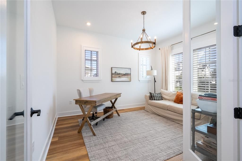 Dining room, Interior, Pendant Lights, Recessed Lighting, Wood Texture Flooring