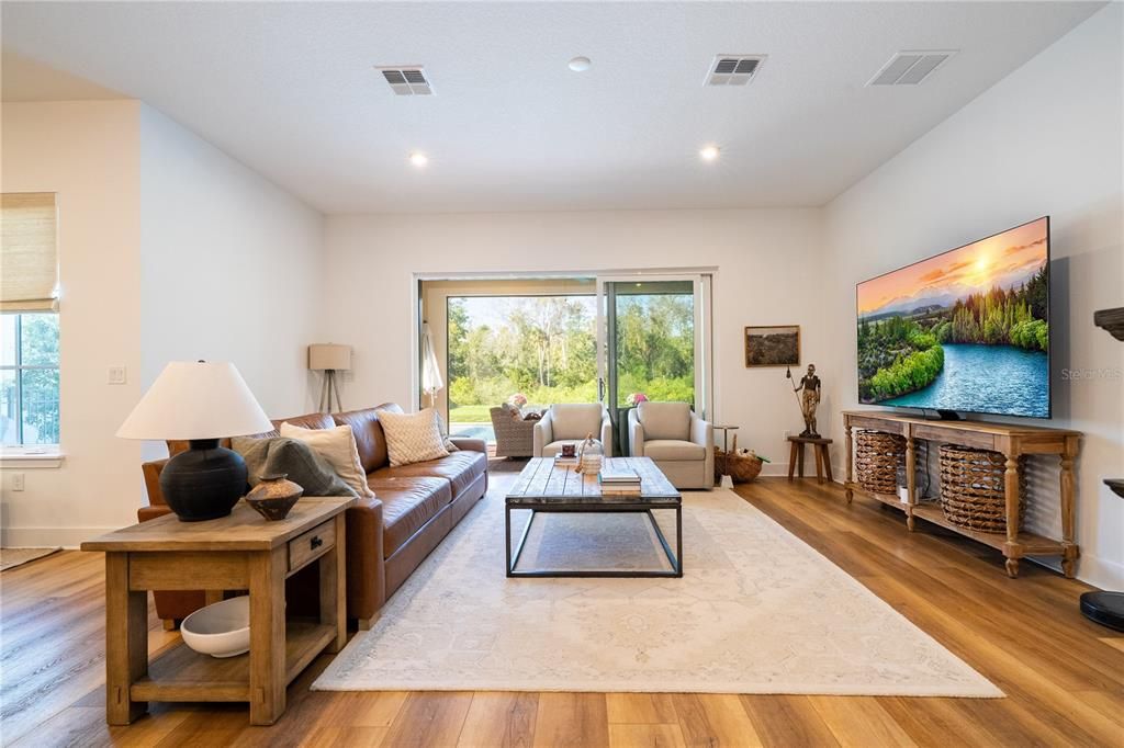 Interior, Living room, Recessed Lighting, Wood Texture Flooring