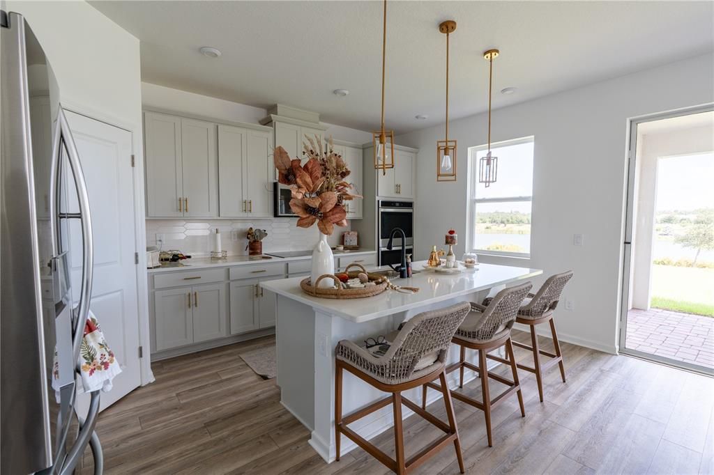 Interior, Kitchen, Pendant Lights, Recessed Lighting, Wood Texture Flooring